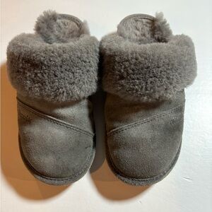 Women's Gray Suede Shearling Slippers